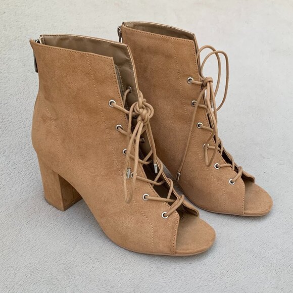 Guess GW Daly Peep Toe Lace-Up Booties - Picture 4 of 14